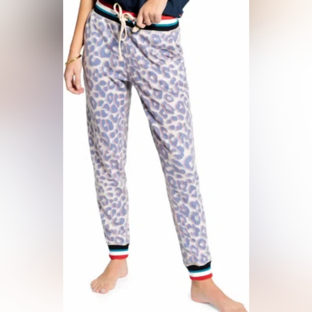 Sol Angeles Anthropologie Jogger Pastel Leopard Sweatpants Cotton sz Small